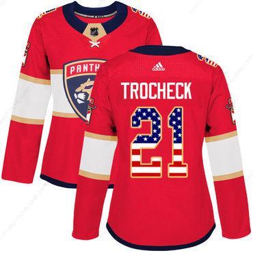 Adidas Florida Panthers #21 Vincent Trocheck Red Home Authentic Usa Flag Women’s Stitched NHL Jersey