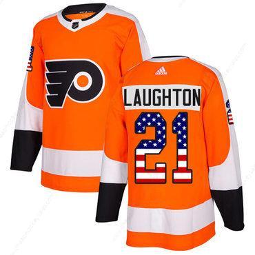 Adidas Flyers #21 Scott Laughton Orange Home Authentic Usa Flag Stitched NHL Jersey