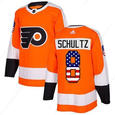 Adidas Flyers #8 Dave Schultz Orange Home Authentic Usa Flag Stitched NHL Jersey