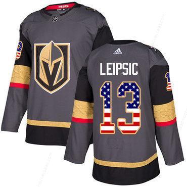 Adidas Golden Knights #13 Brendan Leipsic Grey Home Authentic Usa Flag Stitched NHL Jersey