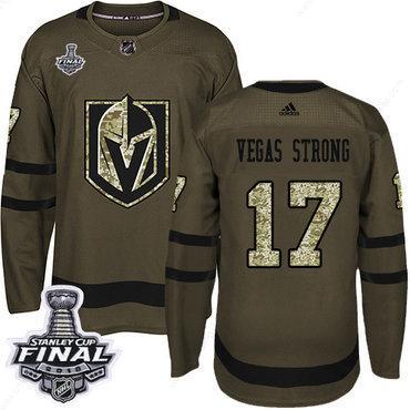 Adidas Golden Knights #17 Vegas Strong Green Salute To Service 2018 Stanley Cup Final Stitched NHL Jersey