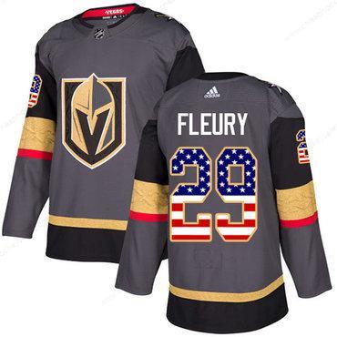 Adidas Golden Knights #29 Marc-Andre Fleury Grey Home Authentic Usa Flag Stitched NHL Jersey