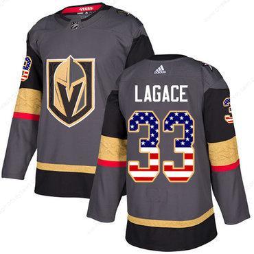 Adidas Golden Knights #33 Maxime Lagace Grey Home Authentic Usa Flag Stitched NHL Jersey