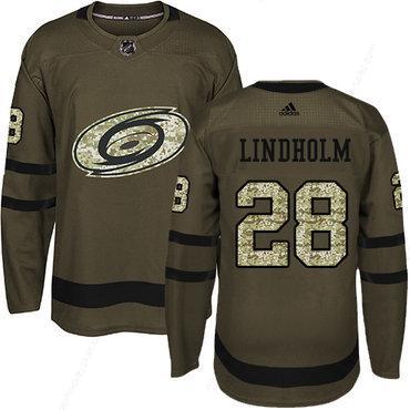 Adidas Hurricanes #28 Elias Lindholm Green Salute To Service Stitched Youth NHL Jersey