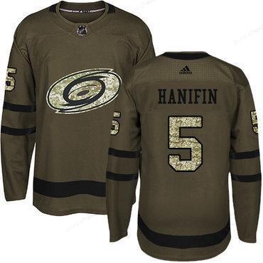 Adidas Hurricanes #5 Noah Hanifin Green Salute To Service Stitched Youth NHL Jersey