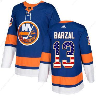 Adidas Islanders #13 Mathew Barzal Royal Blue Home Authentic Usa Flag Stitched NHL Jersey