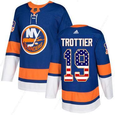 Adidas Islanders #19 Bryan Trottier Royal Blue Home Authentic Usa Flag Stitched NHL Jersey