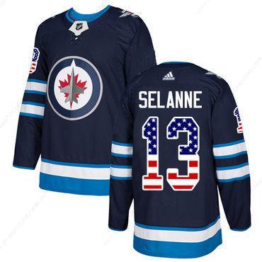 Adidas Jets #13 Teemu Selanne Navy Blue Home Authentic Usa Flag Stitched NHL Jersey