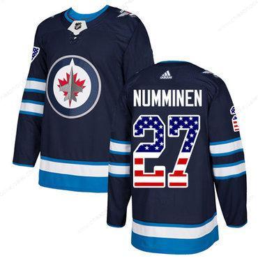 Adidas Jets #27 Teppo Numminen Navy Blue Home Authentic Usa Flag Stitched NHL Jersey