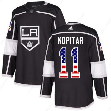 Adidas Kings #11 Anze Kopitar Black Home Authentic Usa Flag Stitched NHL Jersey