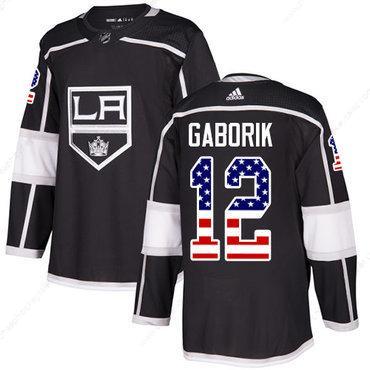 Adidas Kings #12 Marian Gaborik Black Home Authentic Usa Flag Stitched NHL Jersey