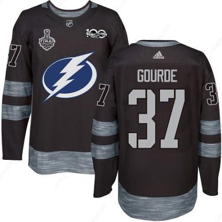 Adidas Lightning #37 Yanni Gourde Black 1917-2017 100Th Anniversary 2020 Stanley Cup Final Stitched NHL Jersey