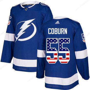 Adidas Lightning #55 Braydon Coburn Blue Home Authentic Usa Flag Stitched NHL Jersey