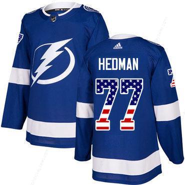 Adidas Lightning #77 Victor Hedman Blue Home Authentic Usa Flag Stitched NHL Jersey