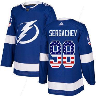 Adidas Lightning #98 Mikhail Sergachev Blue Home Authentic Usa Flag Stitched NHL Jersey