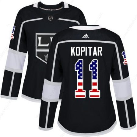 Adidas Los Angeles Kings #11 Anze Kopitar Black Home Authentic Usa Flag Women’s Stitched NHL Jersey