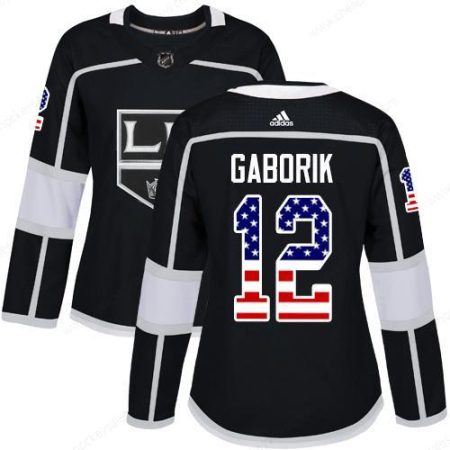 Adidas Los Angeles Kings #12 Marian Gaborik Black Home Authentic Usa Flag Women’s Stitched NHL Jersey