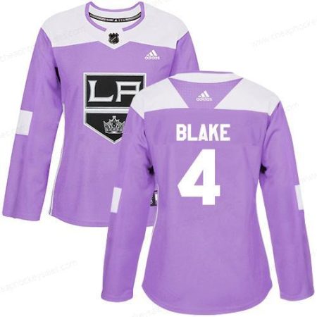 Adidas Los Angeles Kings #4 Rob Blake Purple Authentic Fights Cancer Women’s Stitched NHL Jersey