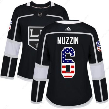 Adidas Los Angeles Kings #6 Jake Muzzin Black Home Authentic Usa Flag Women’s Stitched NHL Jersey