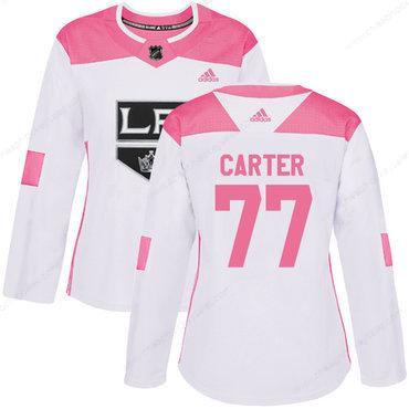 Adidas Los Angeles Kings #77 Jeff Carter White Pink Authentic Fashion Women’s Stitched NHL Jersey