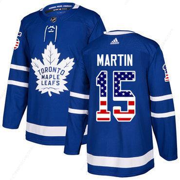 Adidas Maple Leafs #15 Matt Martin Blue Home Authentic Usa Flag Stitched NHL Jersey