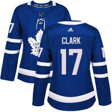 Adidas Maple Leafs #17 Wendel Clark Blue Home Authentic Women’s Stitched NHL Jersey