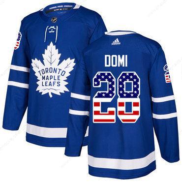 Adidas Maple Leafs #28 Tie Domi Blue Home Authentic Usa Flag Stitched NHL Jersey