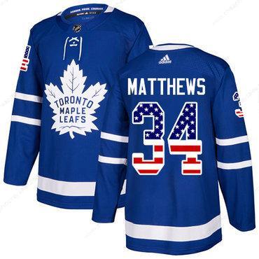 Adidas Maple Leafs #34 Auston Matthews Blue Home Authentic Usa Flag Stitched NHL Jersey