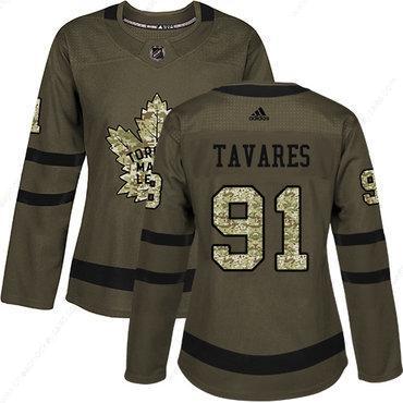 Adidas Maple Leafs #91 John Tavares Green Salute To Service Women’s Stitched NHL Jersey