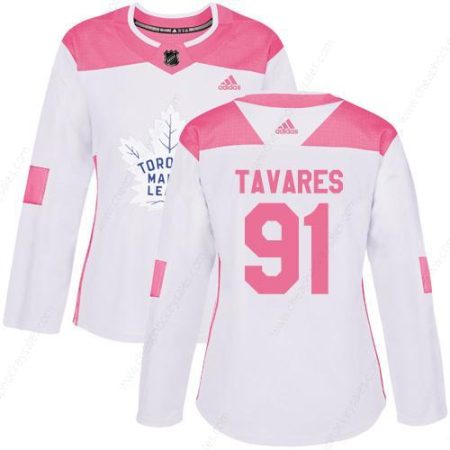 Adidas Maple Leafs #91 John Tavares White Pink Authentic Fashion Women’s Stitched NHL Jersey