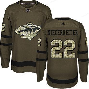 Adidas Minnesota Wild #22 Nino Niederreiter Green Salute To Service Stitched Youth NHL Jersey