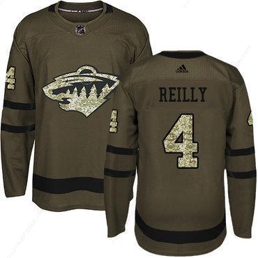 Adidas Minnesota Wild #4 Mike Reilly Green Salute To Service Stitched Youth NHL Jersey