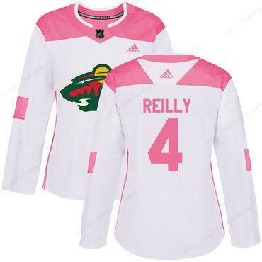 Adidas Minnesota Wild #4 Mike Reilly White Pink Authentic Fashion Women’s Stitched NHL Jersey