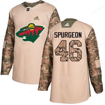 Adidas Minnesota Wild #46 Jared Spurgeon Camo Authentic 2017 Veterans Day Stitched Youth NHL Jersey