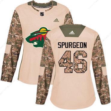 Adidas Minnesota Wild #46 Jared Spurgeon Camo Authentic 2017 Veterans Day Women’s Stitched NHL Jersey