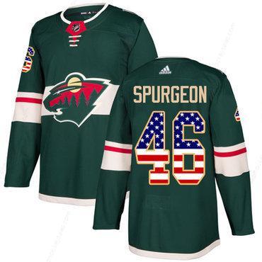 Adidas Minnesota Wild #46 Jared Spurgeon Green Home Authentic Usa Flag Stitched Youth NHL Jersey