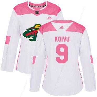 Adidas Minnesota Wild #9 Mikko Koivu White Pink Authentic Fashion Women’s Stitched NHL Jersey