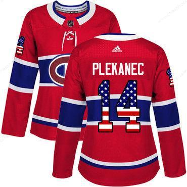 Adidas Montreal Canadiens #14 Tomas Plekanec Red Home Authentic Usa Flag Women’s Stitched NHL Jersey