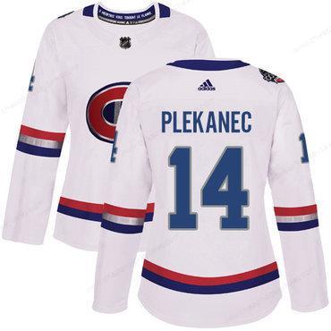 Adidas Montreal Canadiens #14 Tomas Plekanec White Authentic 2017 100 Classic Women’s Stitched NHL Jersey