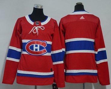 Adidas Montreal Canadiens Blank Red Home Authentic Women’s Stitched NHL Jersey