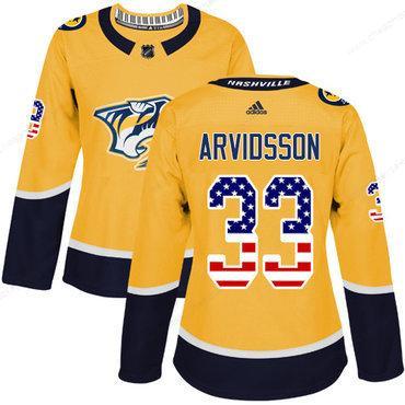 Adidas Nashville Predators #33 Viktor Arvidsson Yellow Home Authentic Usa Flag Women’s Stitched NHL Jersey