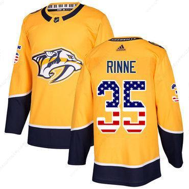 Adidas Nashville Predators #35 Pekka Rinne Yellow Home Authentic Usa Flag Stitched Youth NHL Jersey