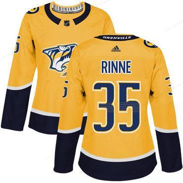 Adidas Nashville Predators #35 Pekka Rinne Yellow Home Authentic Women’s Stitched NHL Jersey
