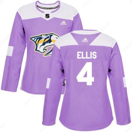 Adidas Nashville Predators #4 Ryan Ellis Purple Authentic Fights Cancer Women’s Stitched NHL Jersey