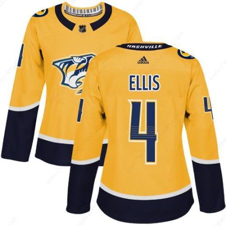 Adidas Nashville Predators #4 Ryan Ellis Yellow Home Authentic Women’s Stitched NHL Jersey