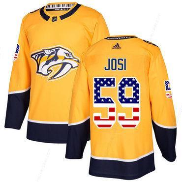 Adidas Nashville Predators #59 Roman Josi Yellow Home Authentic Usa Flag Stitched Youth NHL Jersey