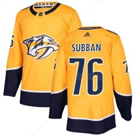 Adidas Nashville Predators #76 P.K Subban Yellow Home Authentic Stitched Youth NHL Jersey