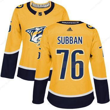 Adidas Nashville Predators #76 P.K Subban Yellow Home Authentic Women’s Stitched NHL Jersey