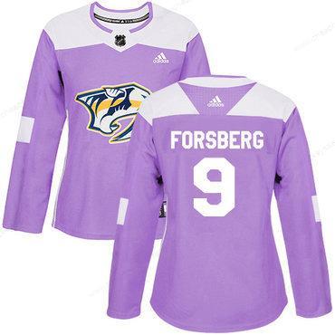 Adidas Nashville Predators #9 Filip Forsberg Purple Authentic Fights Cancer Women’s Stitched NHL Jersey