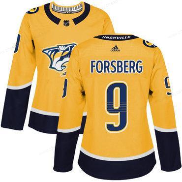 Adidas Nashville Predators #9 Filip Forsberg Yellow Home Authentic Women’s Stitched NHL Jersey